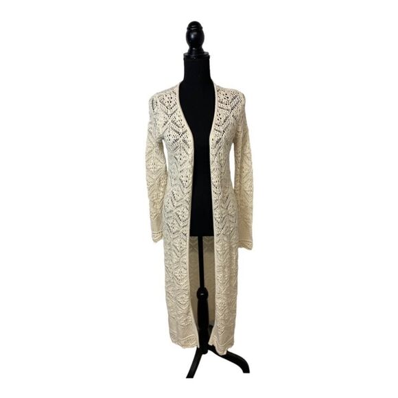 #100 FRESHMAN Knit Cream Maxi Cardigan - Picture 1 of 6